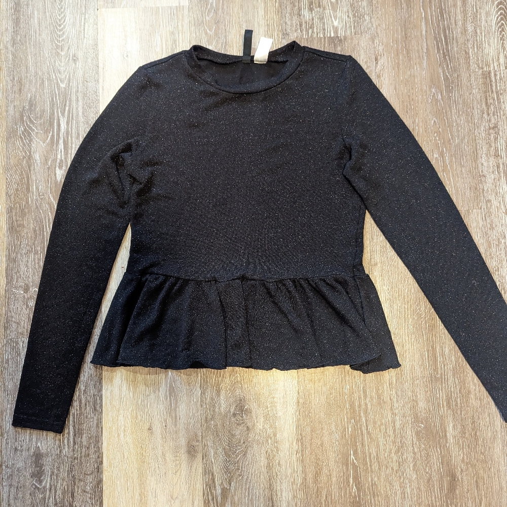 H&M Black Glitter Long Sleeve Top